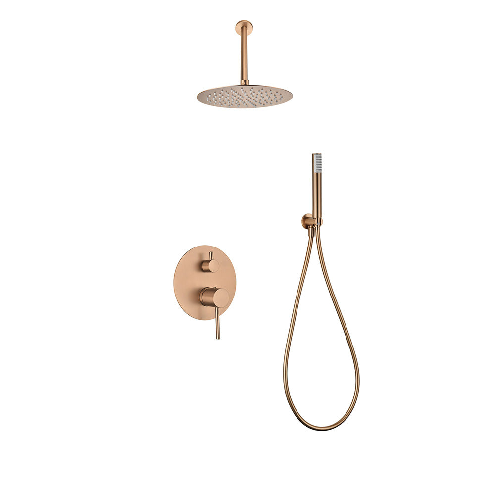Chicago | Grifo de ducha Monomando | Rociador de acero inox. S.304 Ø25 cm, extraplano y antical | Tubo de salida Techo
