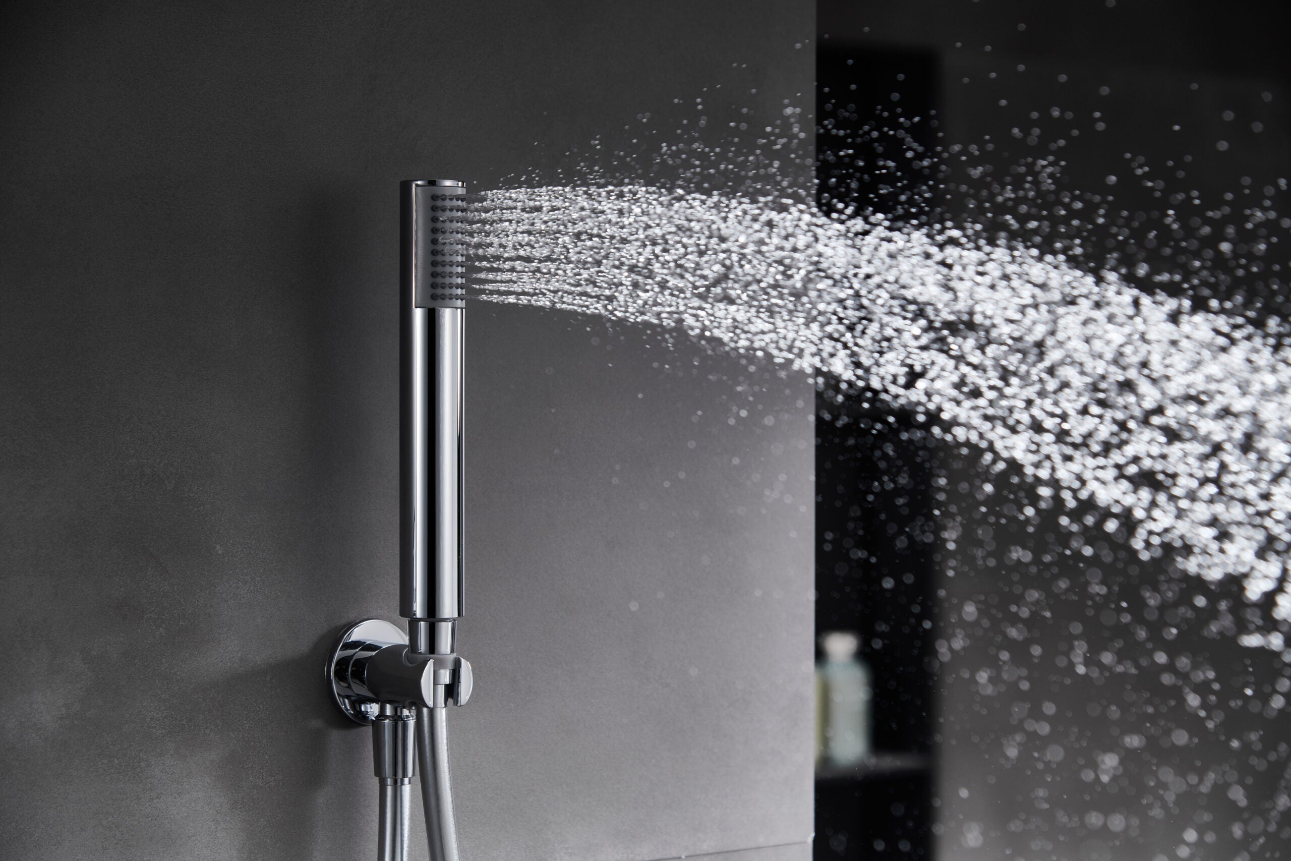 Chicago | Grifo de ducha Monomando | Rociador de acero inox. S.304 Ø25 cm, extraplano y antical | Tubo de salida Pared
