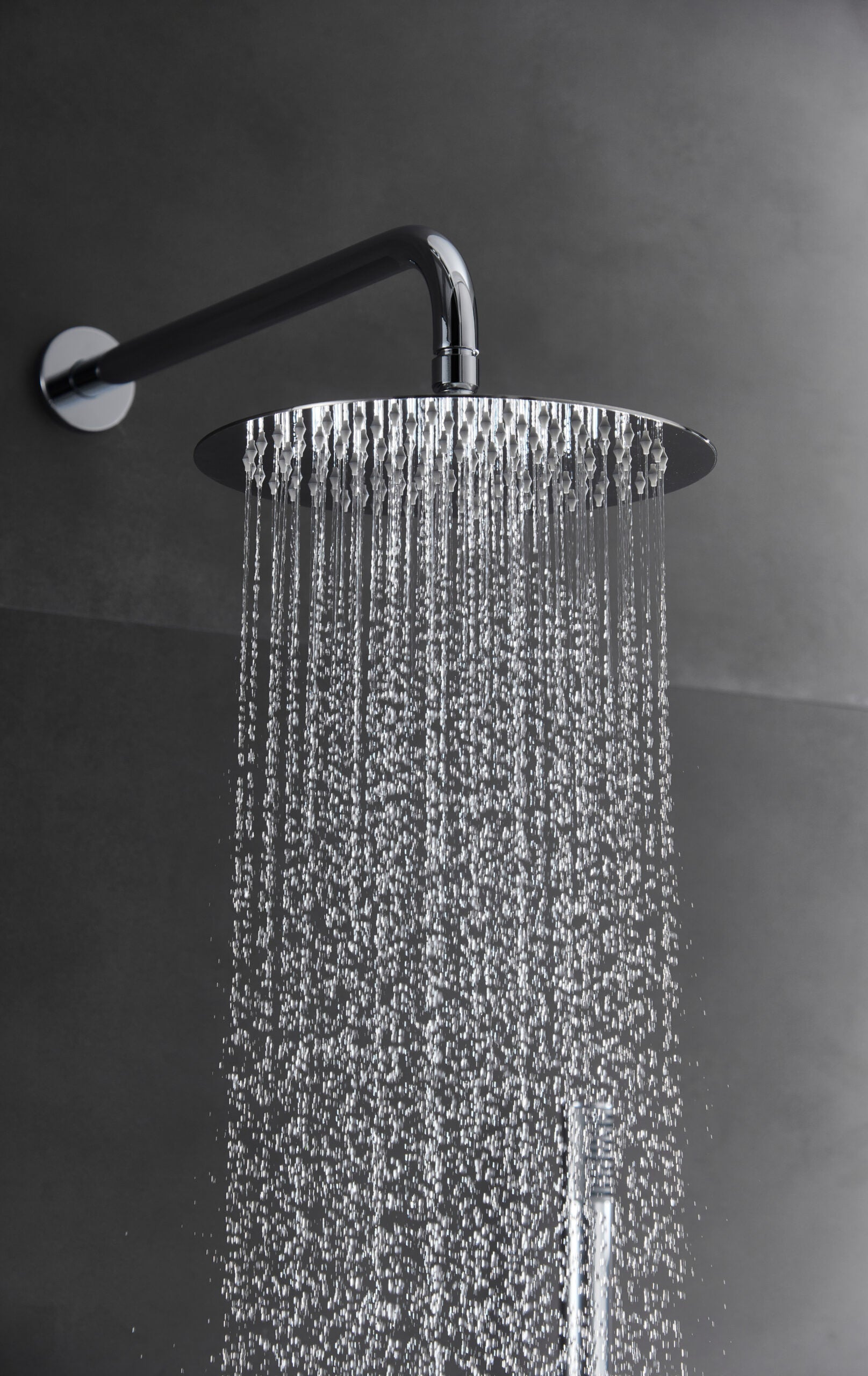 Chicago | Grifo de ducha Monomando | Rociador de acero inox. S.304 Ø25 cm, extraplano y antical | Tubo de salida Pared