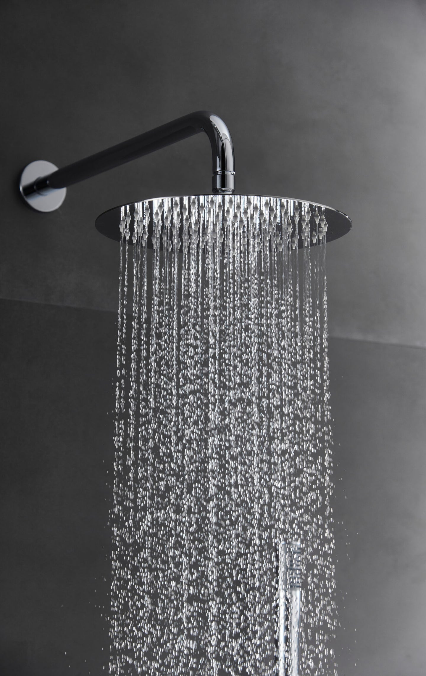 Chicago | Grifo de ducha Monomando | Rociador de acero inox. S.304 Ø25 cm, extraplano y antical | Tubo de salida Pared