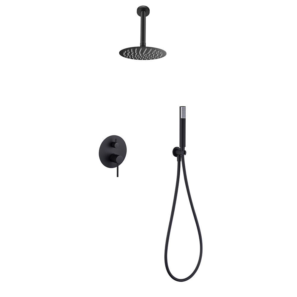 Chicago | Grifo de ducha Monomando | Rociador de acero inox. S.304 Ø25 cm, extraplano y antical | Tubo de salida Techo