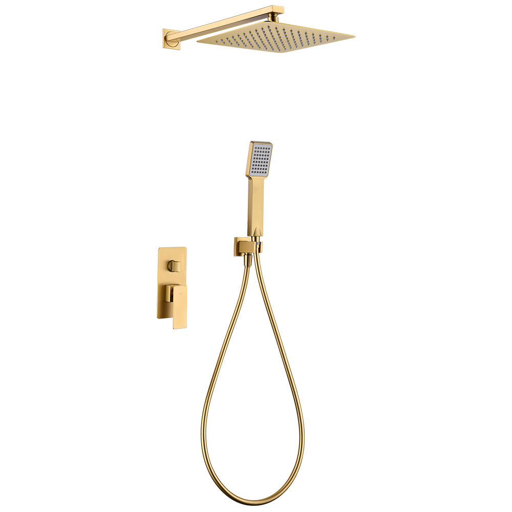 Pisa Grifo de ducha Monomando | Rociador Cuadrado de acero inox. S.304 Ø25 cm, extraplano y antical | Tubo de salida Pared |