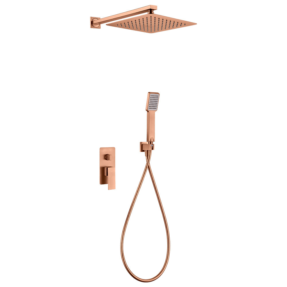 Pisa Grifo de ducha Monomando | Rociador Cuadrado de acero inox. S.304 Ø25 cm, extraplano y antical | Tubo de salida Pared |