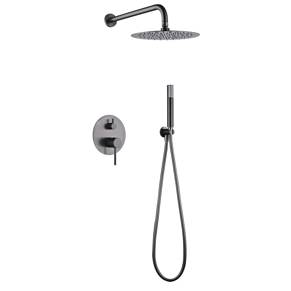 Chicago | Grifo de ducha Monomando | Rociador de acero inox. S.304 Ø25 cm, extraplano y antical | Tubo de salida Pared