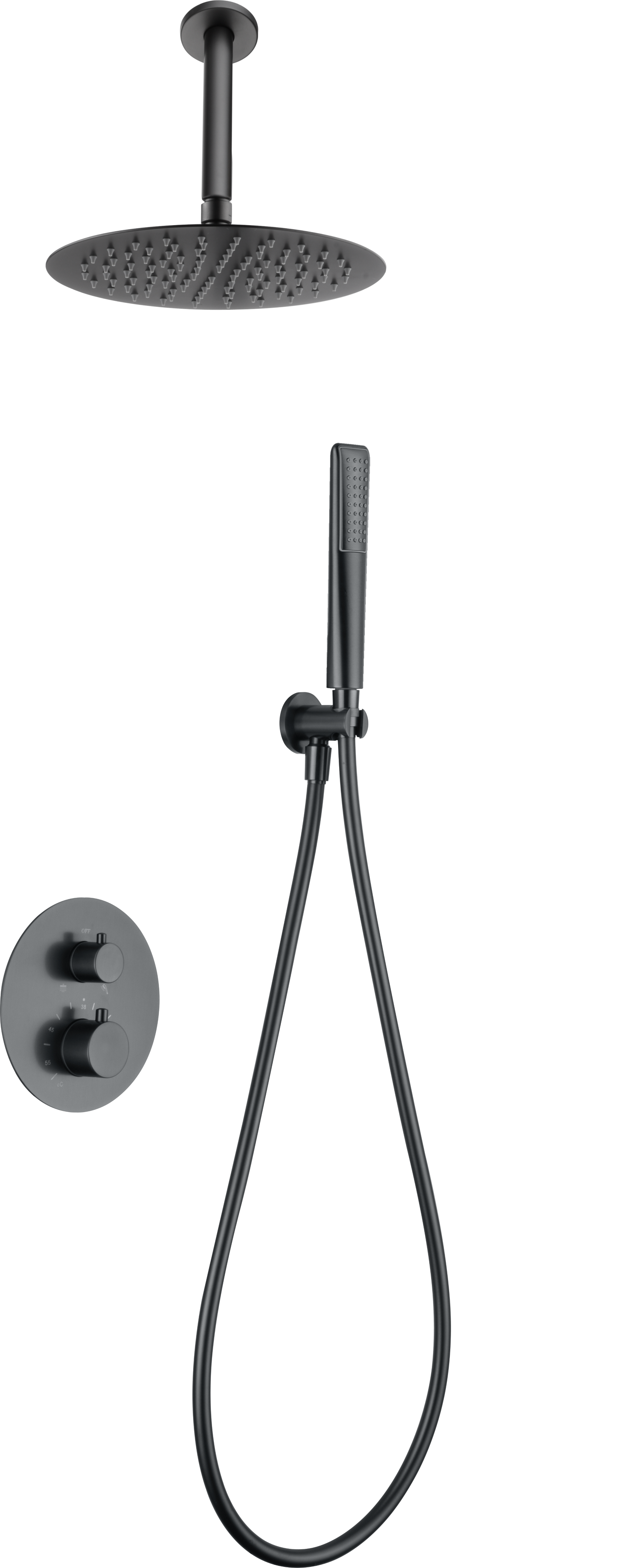 Conjunto ducha termostático empotrado Salerno black gun metal