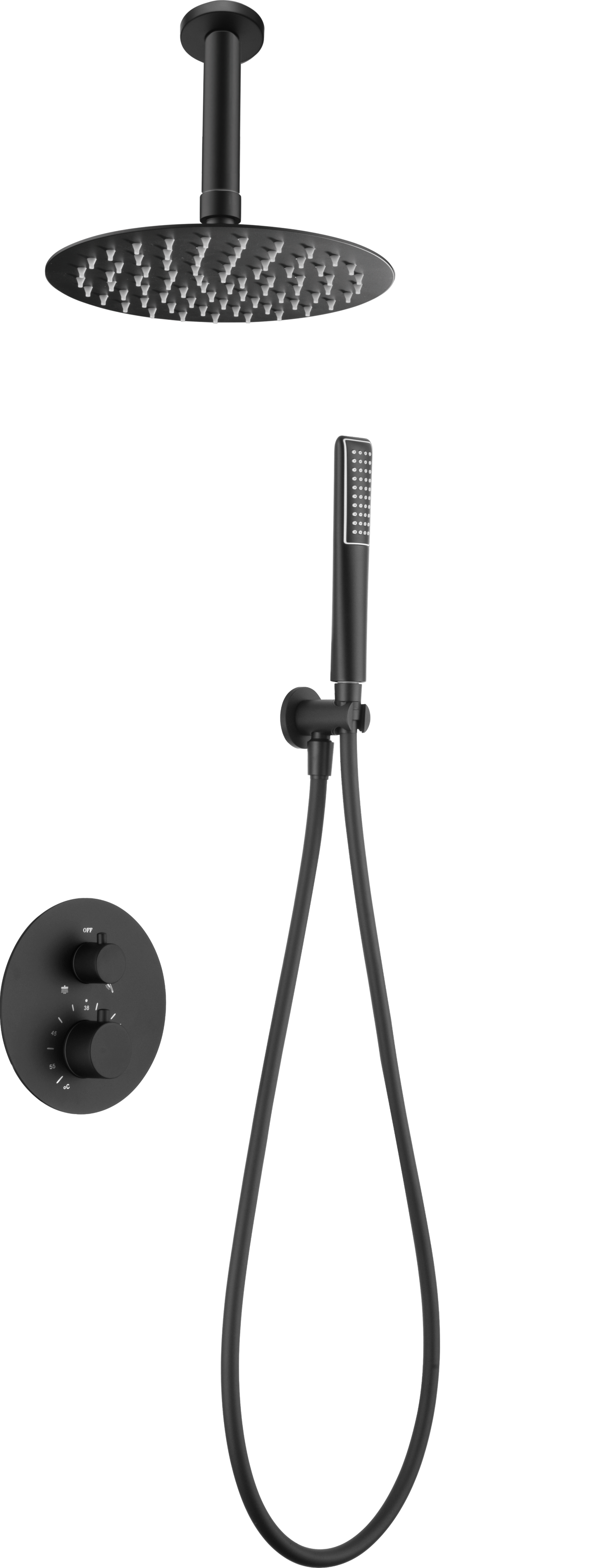 Conjunto ducha termostático empotrado Salerno black gun metal
