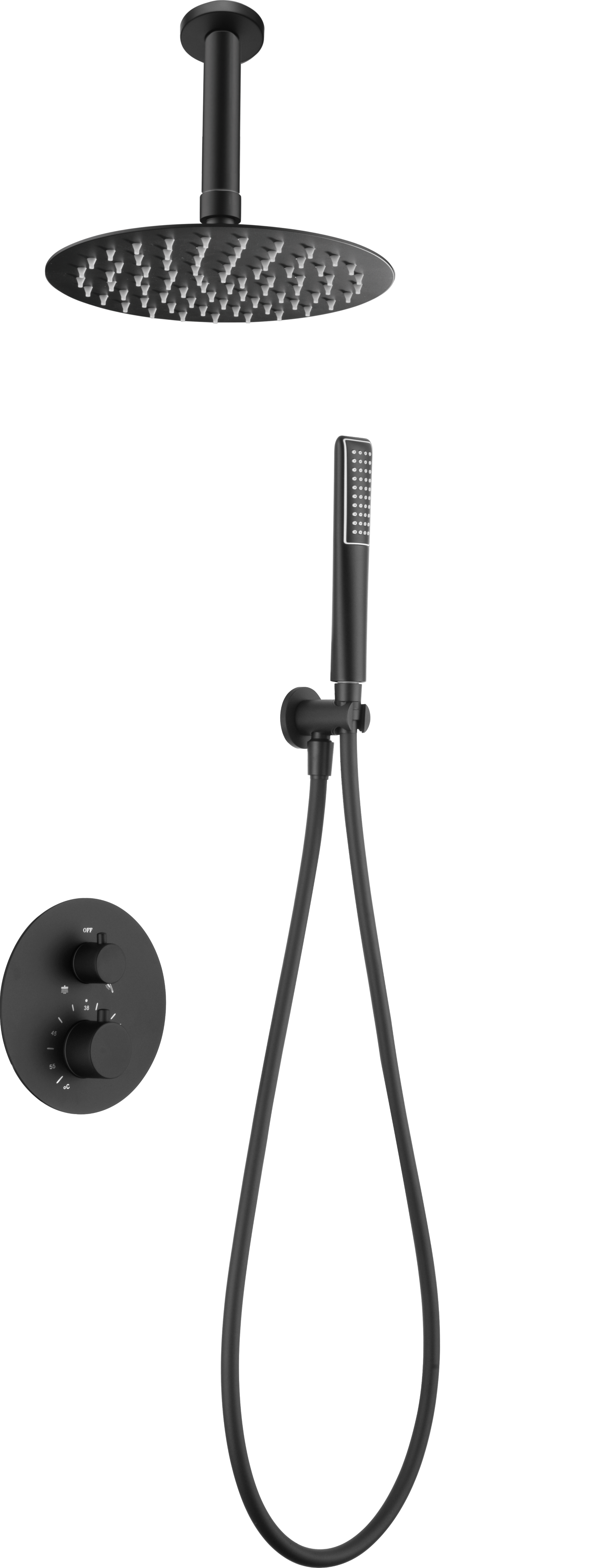 Conjunto ducha termostático empotrado Salerno black gun metal