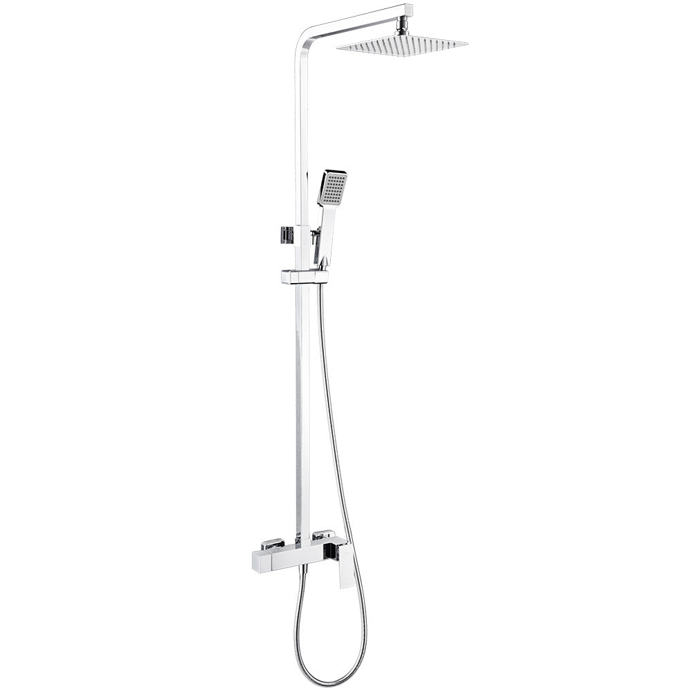 Pisa Columna de ducha con grifo monomando | Rociador Cuadrado acero inox. S.304 20x20 cm | Extraplano Antical