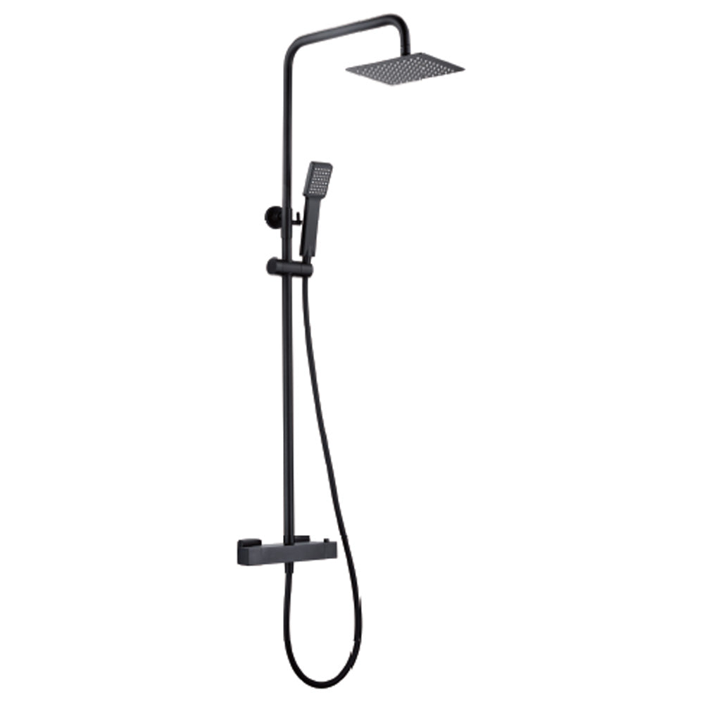 Denver | Columna de ducha con grifo termostatico | Rociador Cuadrado acero inox. S.304 20x20 cm | Extraplano Antical
