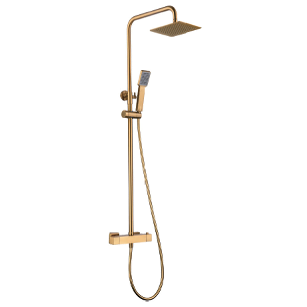 Denver | Columna de ducha con grifo termostatico | Rociador Cuadrado acero inox. S.304 20x20 cm | Extraplano Antical