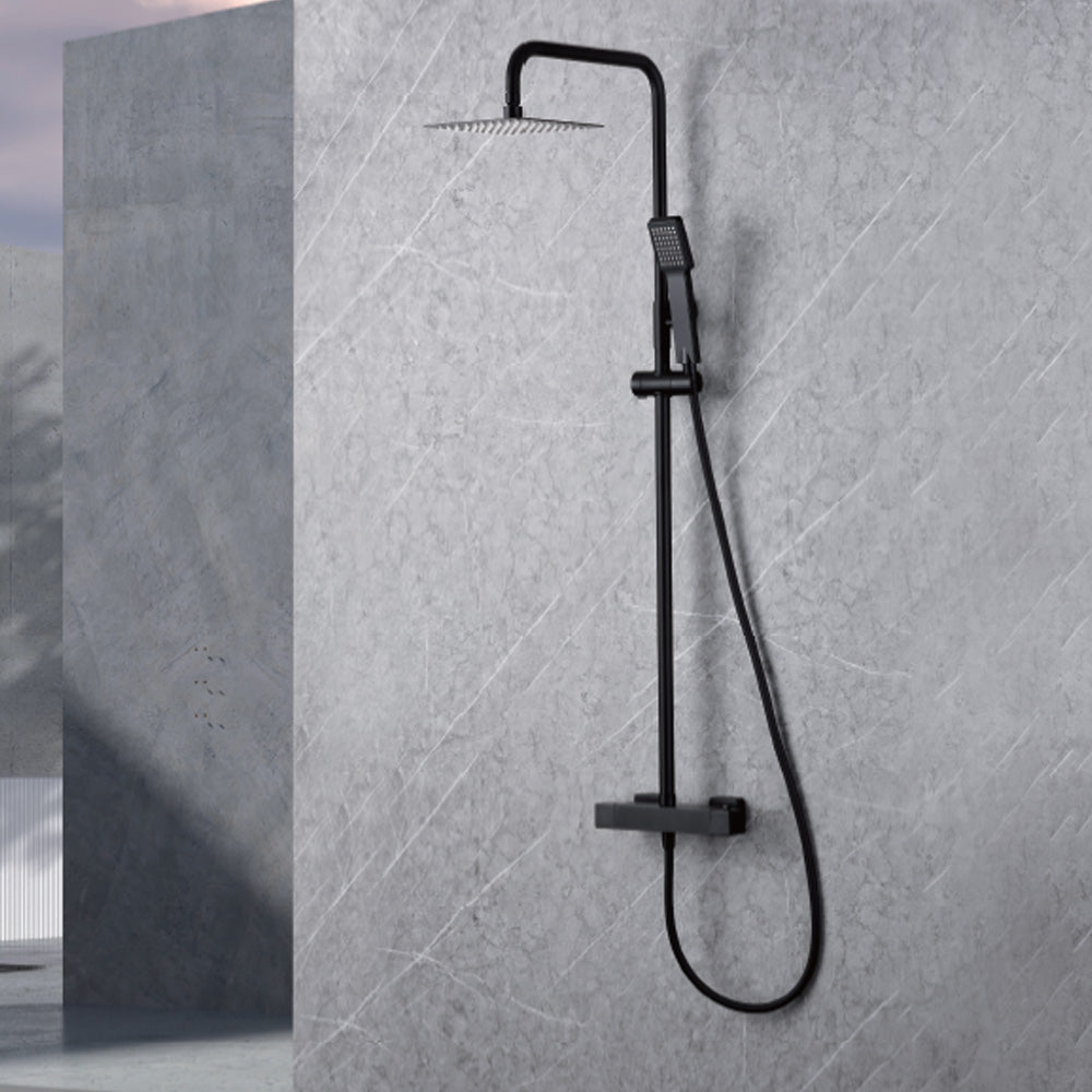 Denver | Columna de ducha con grifo termostatico | Rociador Cuadrado acero inox. S.304 20x20 cm | Extraplano Antical