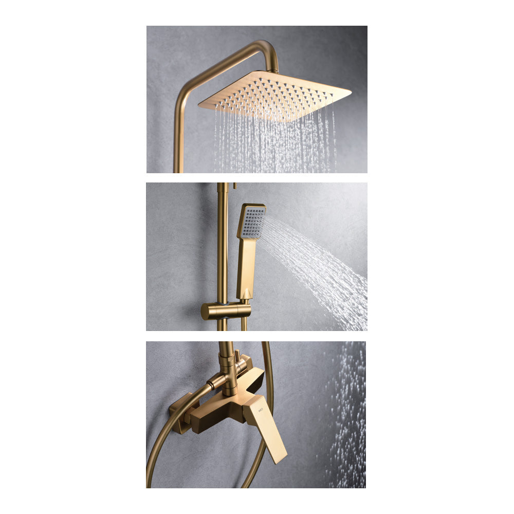 Denver | Columna de ducha con grifo monomando | Rociador Cuadrado acero inox. S.304 20x20 cm | Extraplano Antical