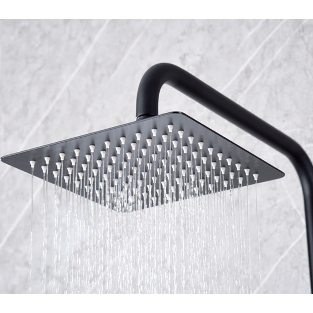 Denver | Columna de ducha con grifo termostatico | Rociador Cuadrado acero inox. S.304 20x20 cm | Extraplano Antical