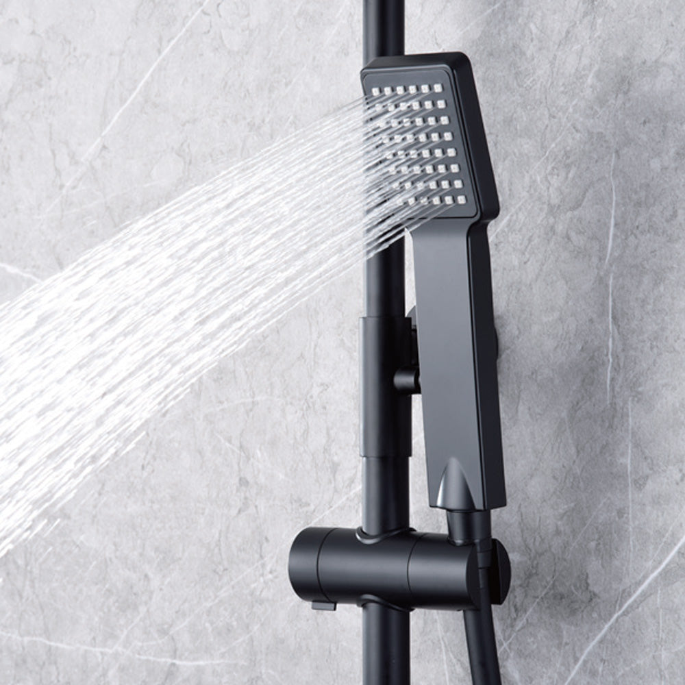 Denver | Columna de ducha con grifo termostatico | Rociador Cuadrado acero inox. S.304 20x20 cm | Extraplano Antical
