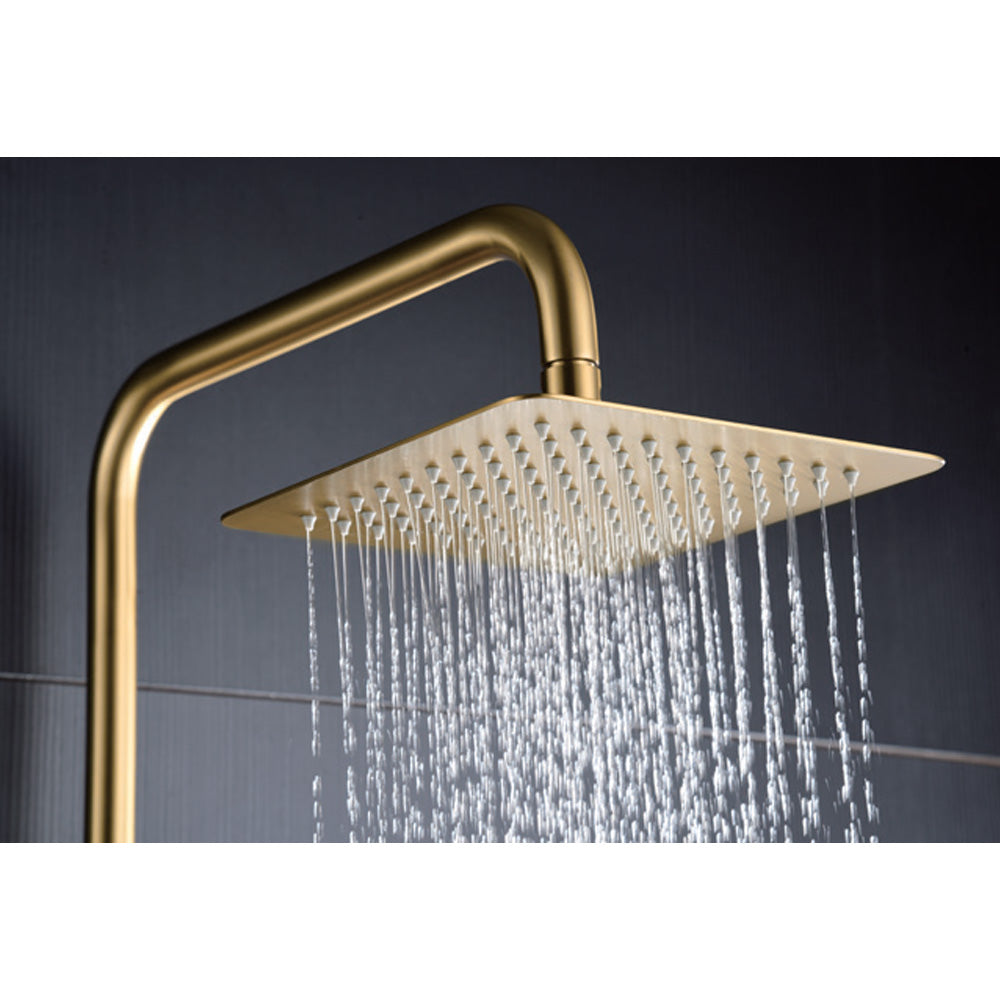 Denver | Columna de ducha con grifo termostatico | Rociador Cuadrado acero inox. S.304 20x20 cm | Extraplano Antical