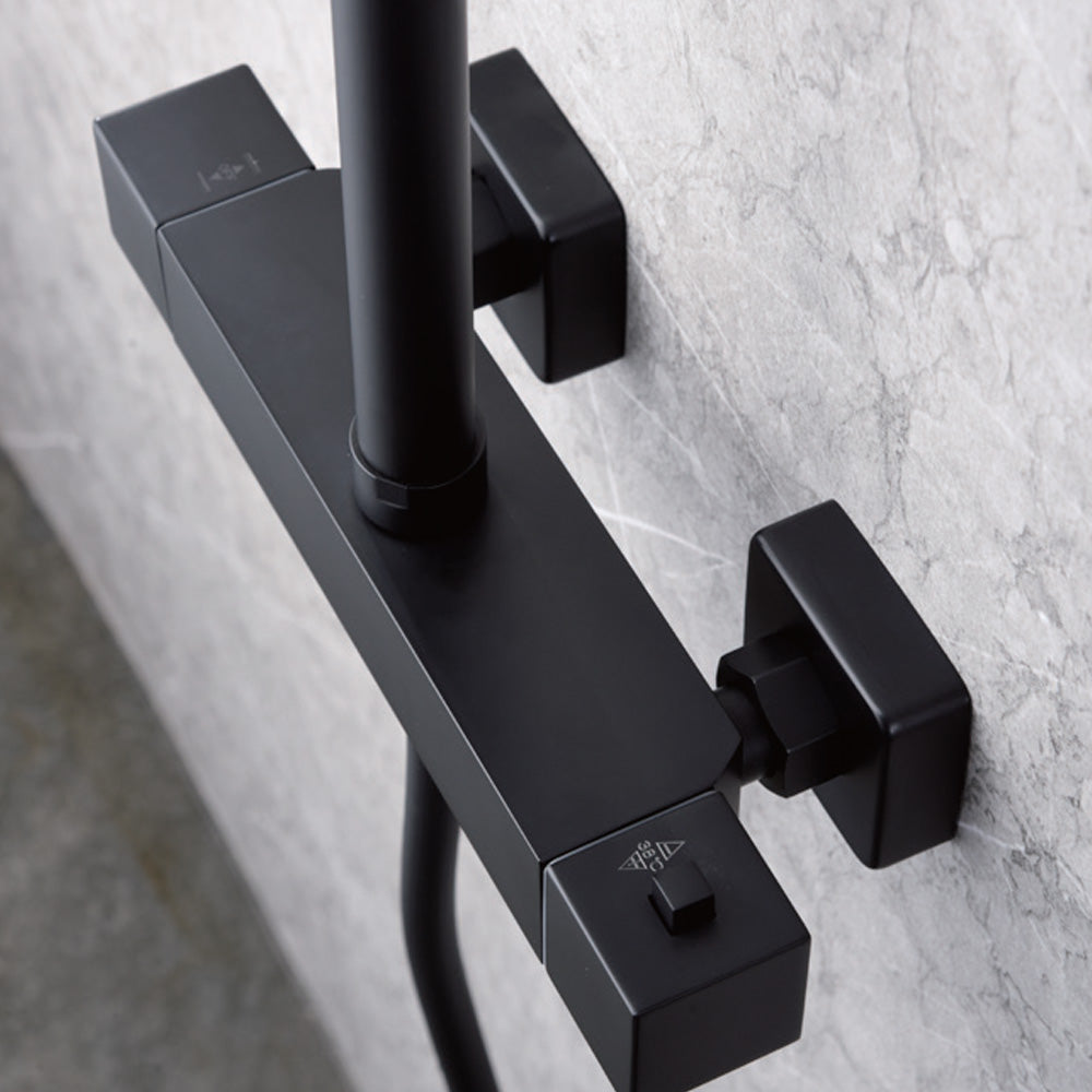 Denver | Columna de ducha con grifo termostatico | Rociador Cuadrado acero inox. S.304 20x20 cm | Extraplano Antical