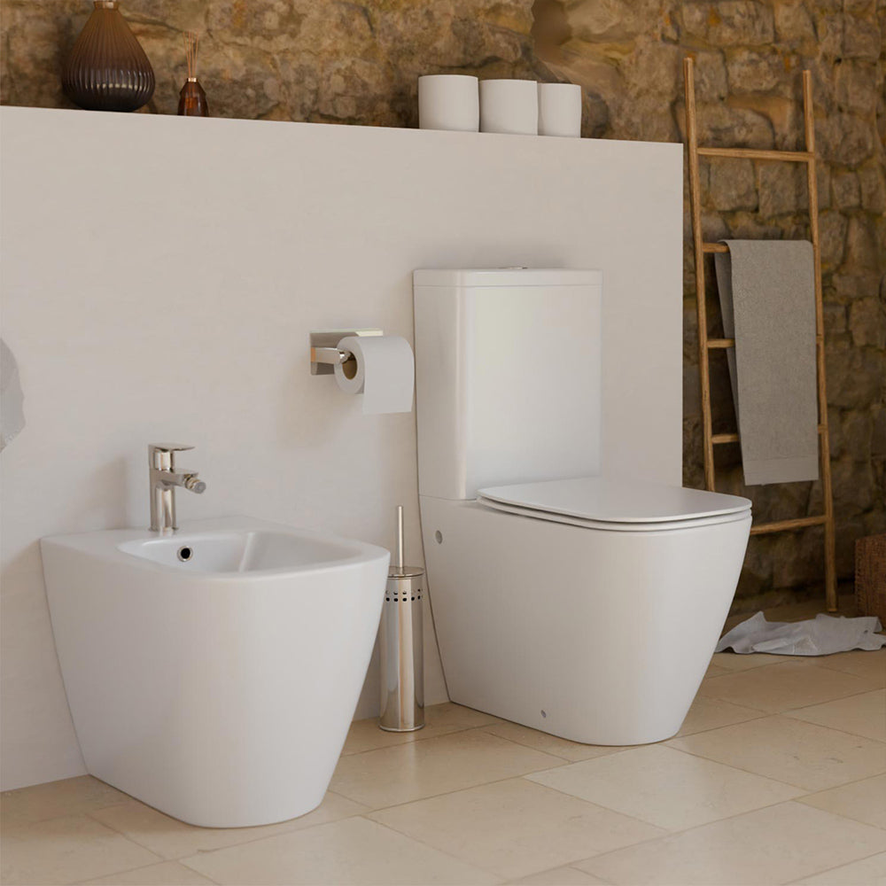 Illinois | Inodoro Completo Whirlflush Adosado a Pared | Tapa Extrafina Soft Close y Fácil Extracción