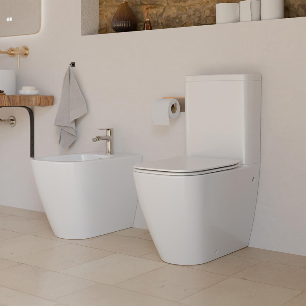 Illinois | Inodoro Completo Whirlflush Adosado a Pared | Tapa Extrafina Soft Close y Fácil Extracción