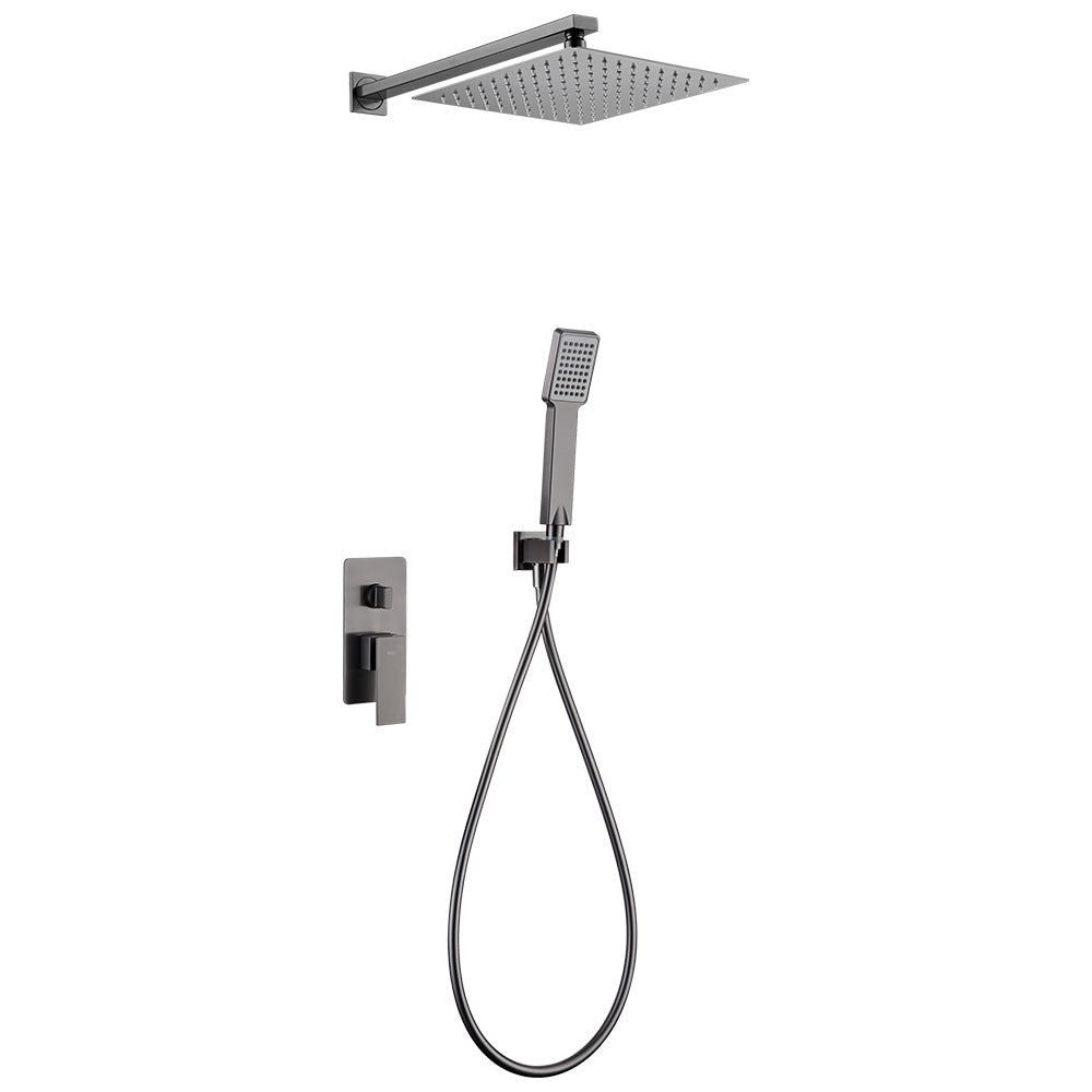 Pisa Grifo de ducha Monomando | Rociador Cuadrado de acero inox. S.304 Ø25 cm, extraplano y antical | Tubo de salida Pared |