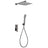 Pisa Grifo de ducha Monomando | Rociador Cuadrado de acero inox. S.304 Ø25 cm, extraplano y antical | Tubo de salida Pared |