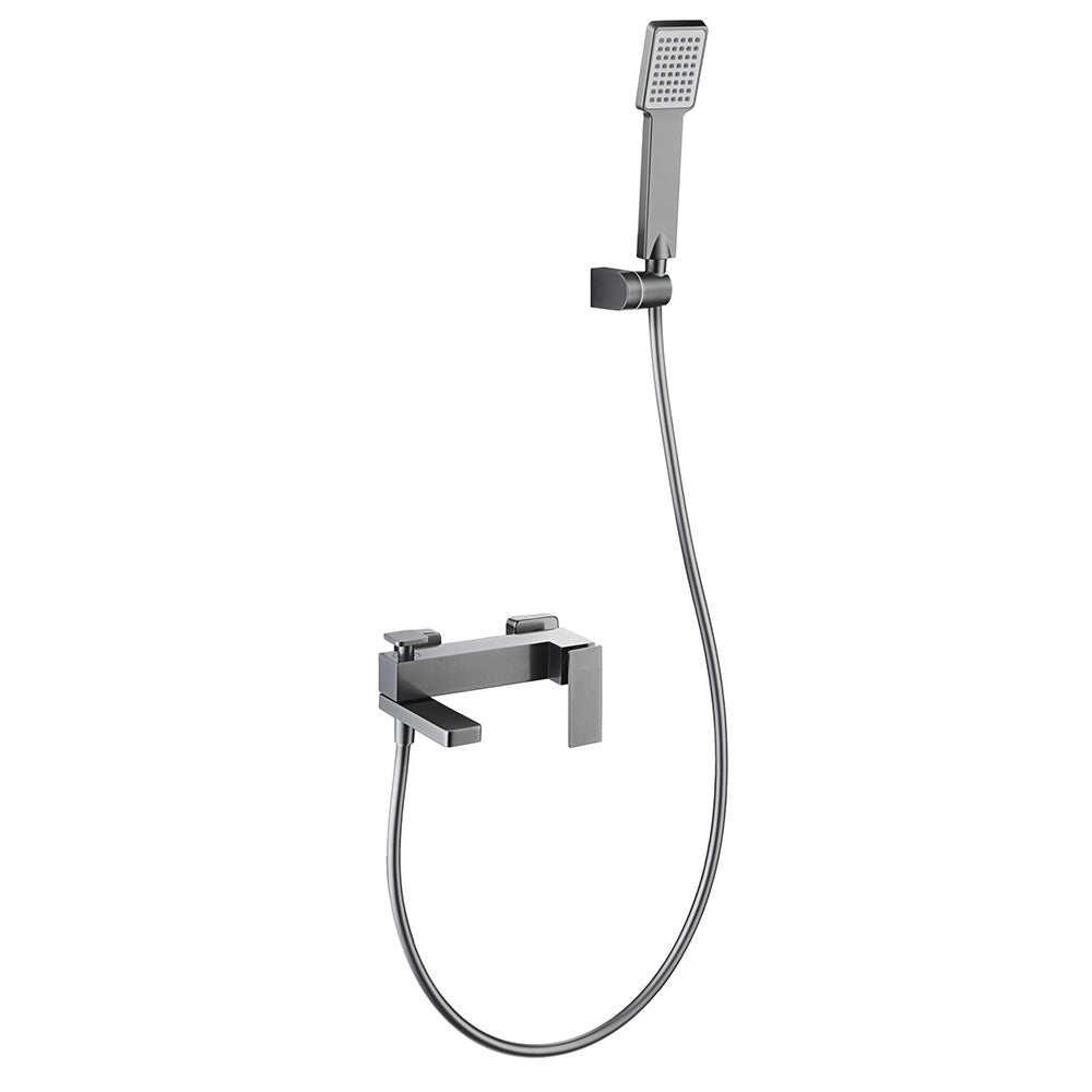 Pisa Grifo de Ducha/Banera Monomando | Rociador Cuadrado | Flexo metálico 1,8m | Laton