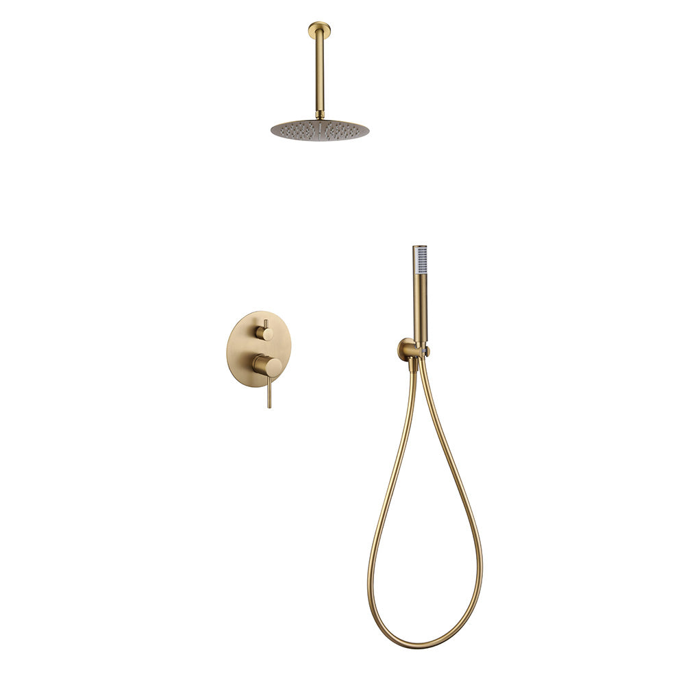 Chicago | Grifo de ducha Monomando | Rociador de acero inox. S.304 Ø25 cm, extraplano y antical | Tubo de salida Techo