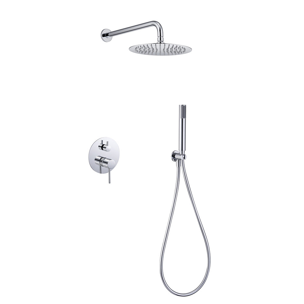 Chicago | Grifo de ducha Monomando | Rociador de acero inox. S.304 Ø25 cm, extraplano y antical | Tubo de salida Pared