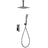 Pisa Grifo de ducha Monomando | Rociador Cuadrado de acero inox. S.304 Ø25 cm, extraplano y antical | Tubo de salida Techo