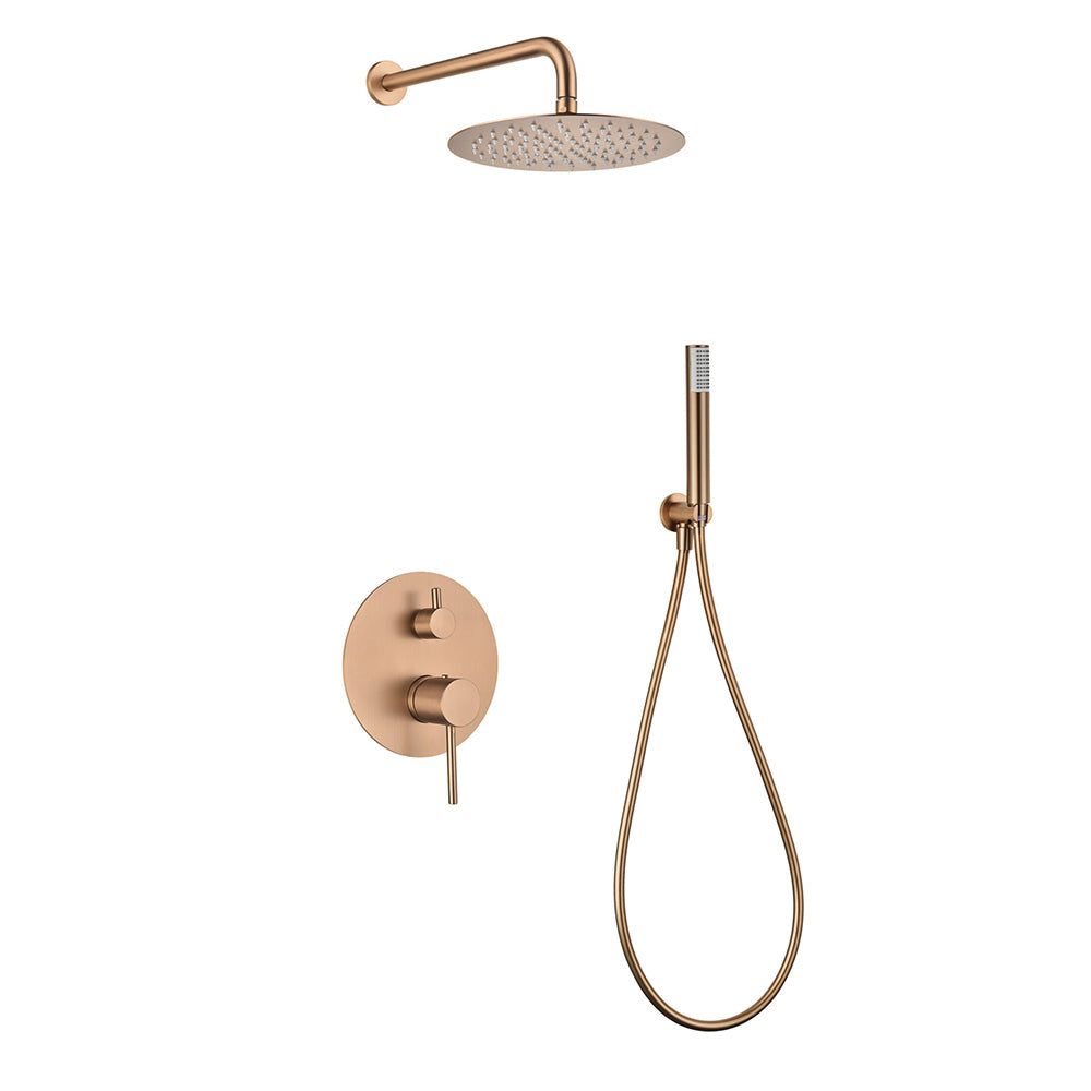 Chicago | Grifo de ducha Monomando | Rociador de acero inox. S.304 Ø25 cm, extraplano y antical | Tubo de salida Pared
