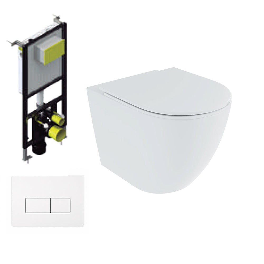 Hawaii | Pack Inodoro Suspendido | Rimless con Cisterna Empotrada y Pulsador