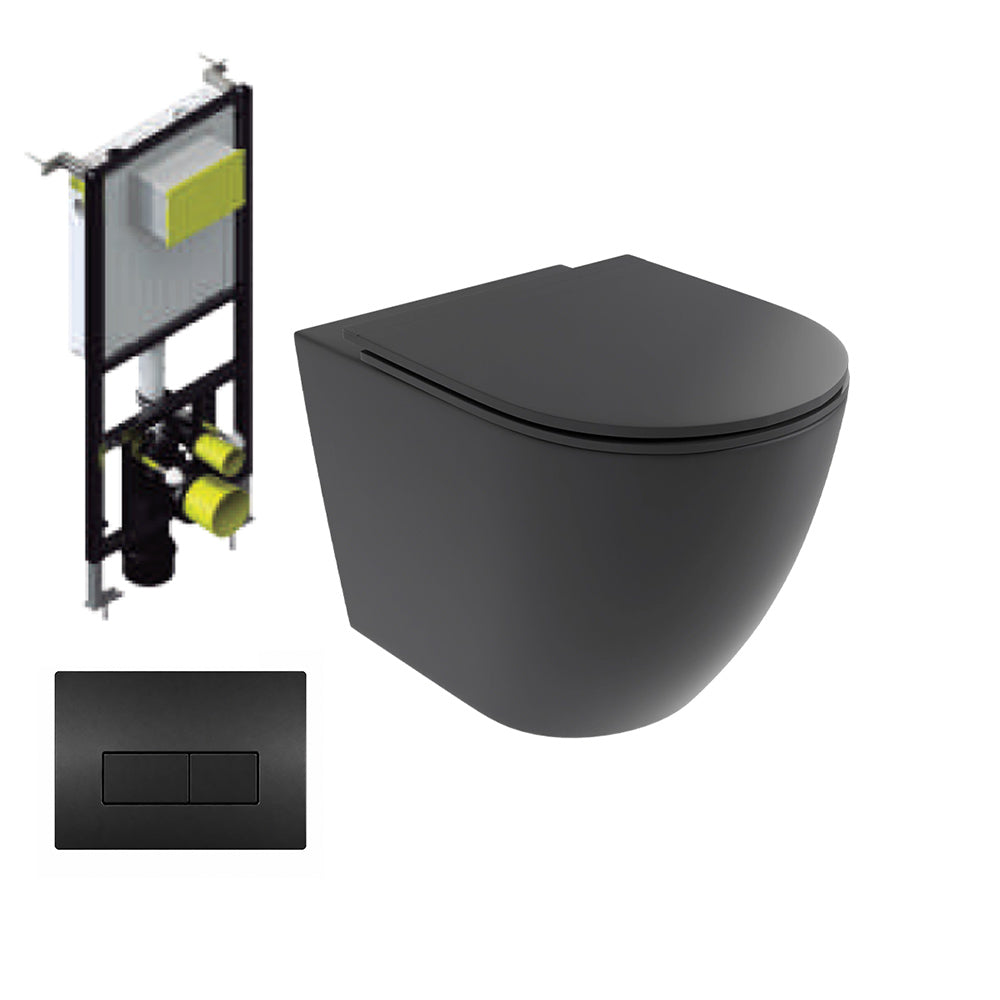 Hawaii | Pack Inodoro Suspendido | Rimless con Cisterna Empotrada y Pulsador