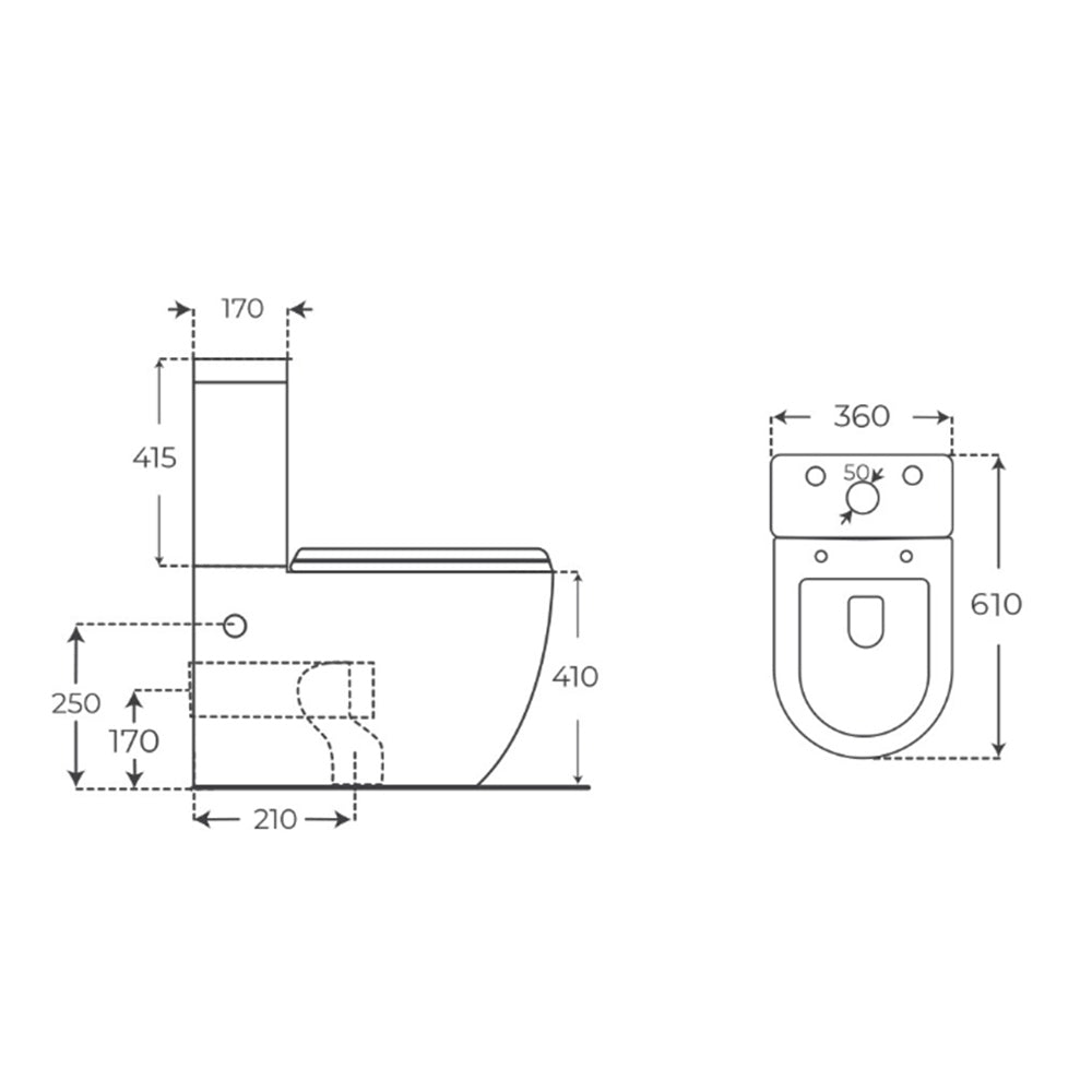 Hawaii | Inodoro Completo Adosado a Pared | Tapa Extrafina Duroplast Soft Close | Cisterna Incluida