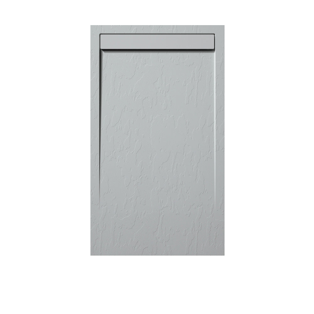 Columbia Color | Plato de Ducha de Resina Antideslizante | Válvula Oculta + Rejilla de Color | Textura Piedra | Color Gris 7753