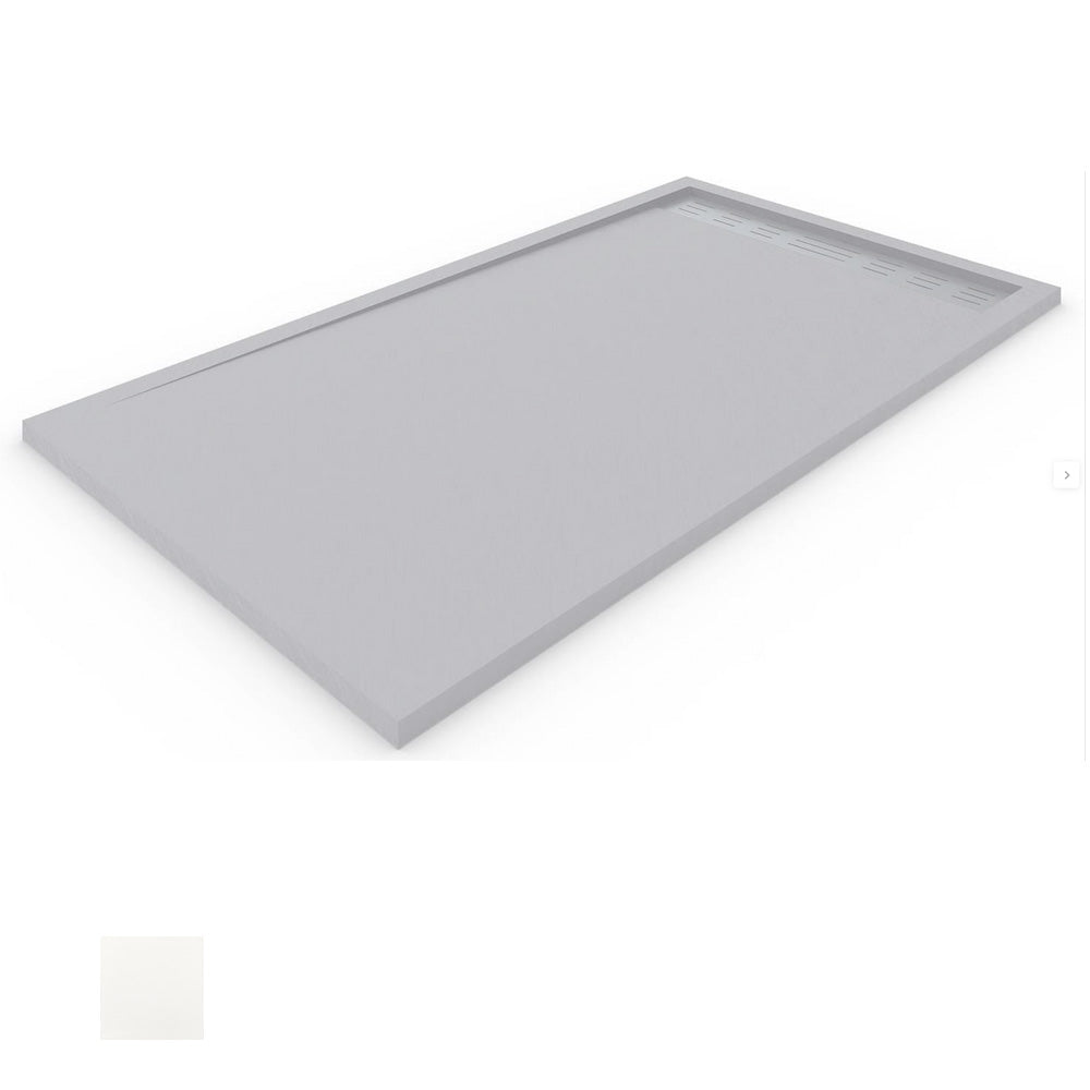 Columbia | Plato de Ducha de Resina Antideslizante | Válvula Oculta y Rejilla Acero Inoxidable | Textura Piedra | Color Gris 7035