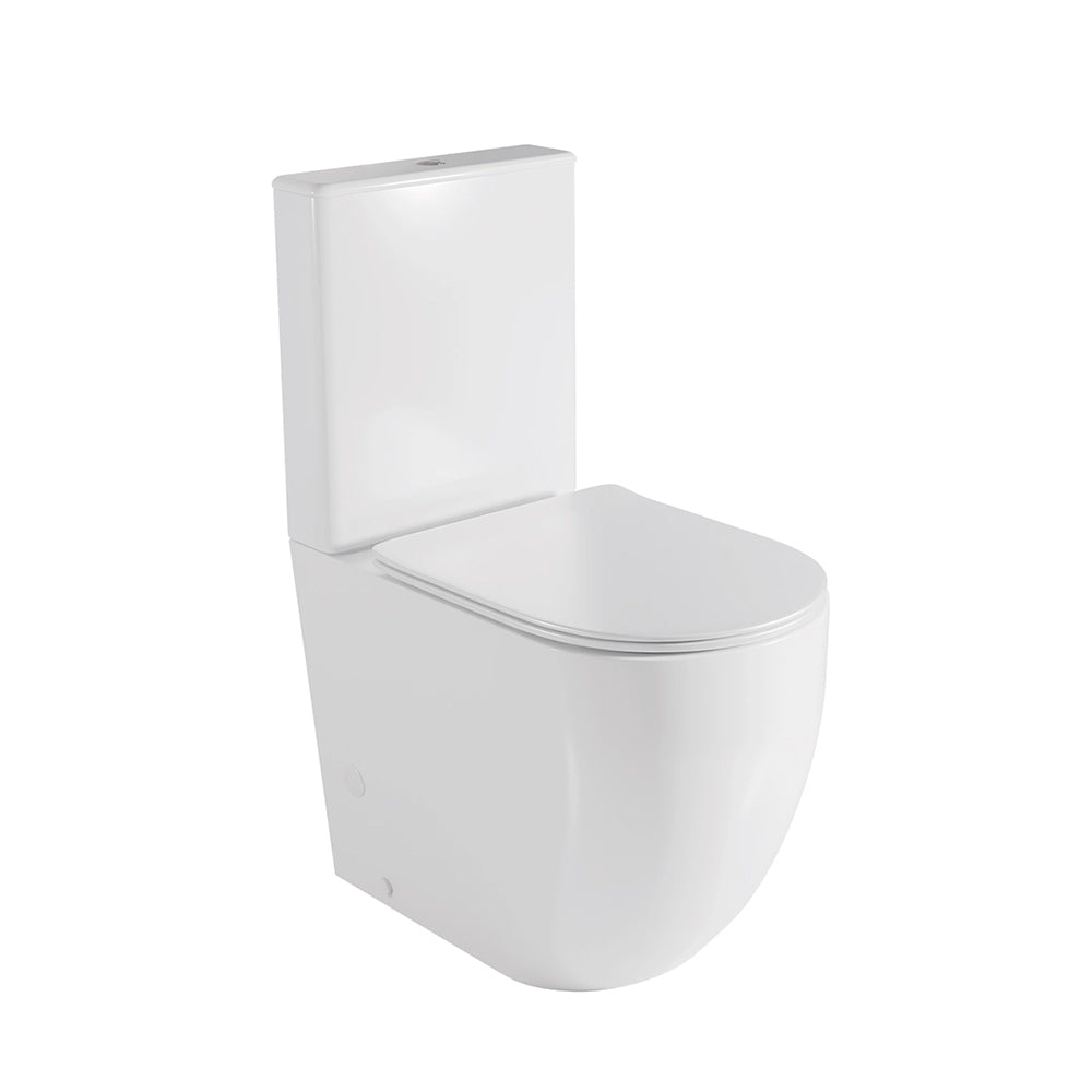 Florida | Inodoro PMR Redondo Rimless Adosado a Pared | Altura Confort para Movilidad Reducida | Tapa Duroplast Soft Close | Blanco Brillo