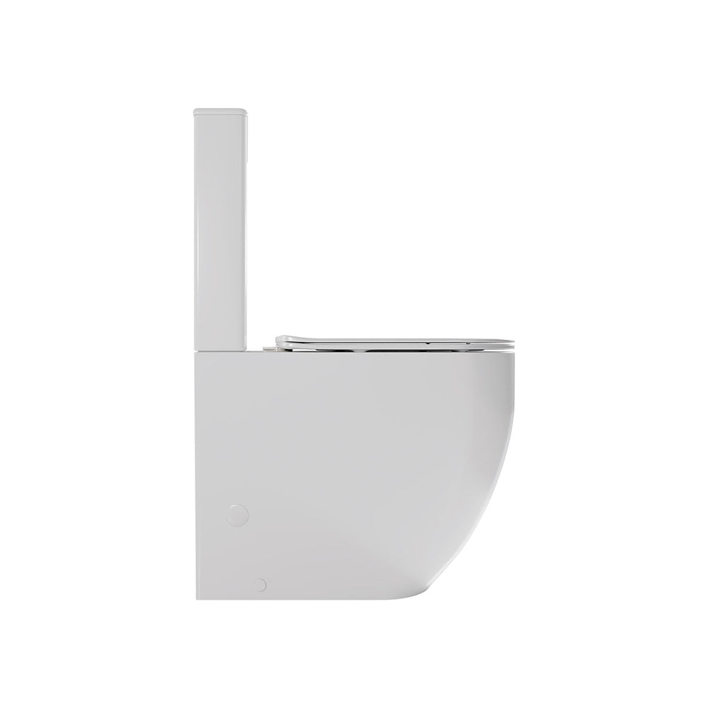 Florida | Inodoro PMR Redondo Rimless Adosado a Pared | Altura Confort para Movilidad Reducida | Tapa Duroplast Soft Close | Blanco Brillo