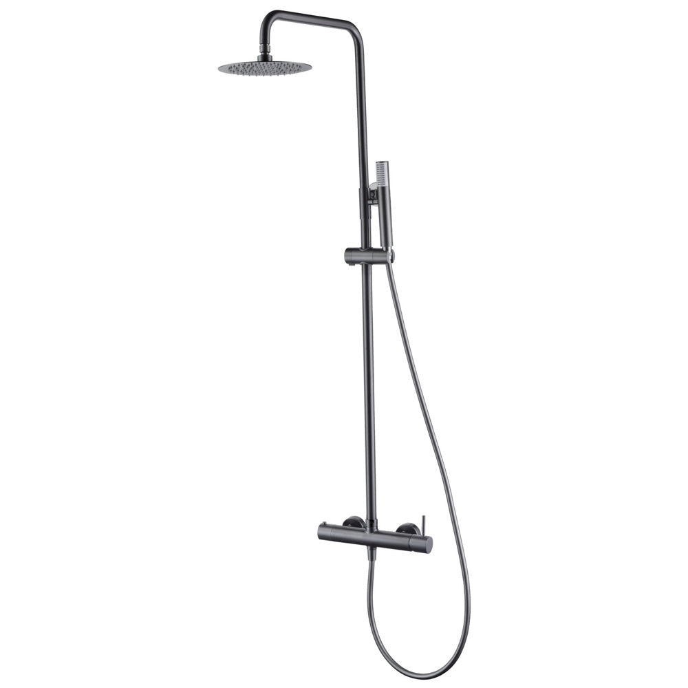 Chicago | Columna de ducha con grifo monomando | Rociador Redondo acero inox. S.304 Ø20 cm | Extraplano Antical