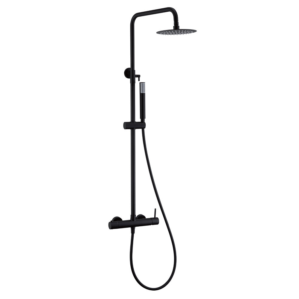 Chicago | Columna de ducha con grifo monomando | Rociador Redondo acero inox. S.304 Ø20 cm | Extraplano Antical