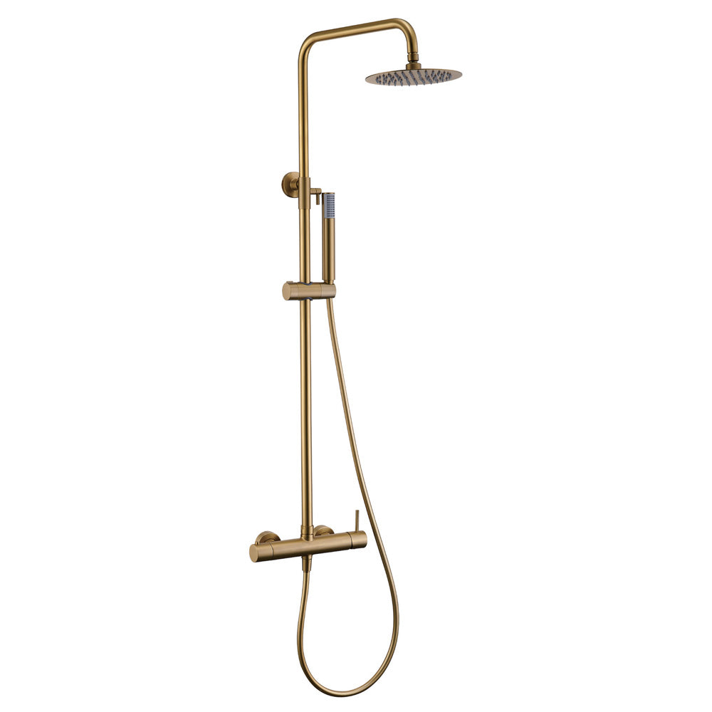 Chicago | Columna de ducha con grifo monomando | Rociador Redondo acero inox. S.304 Ø20 cm | Extraplano Antical
