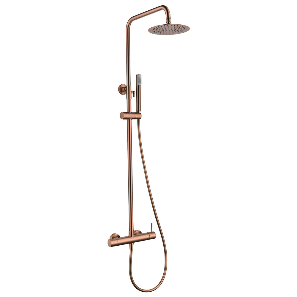 Chicago | Columna de ducha con grifo monomando | Rociador Redondo acero inox. S.304 Ø20 cm | Extraplano Antical