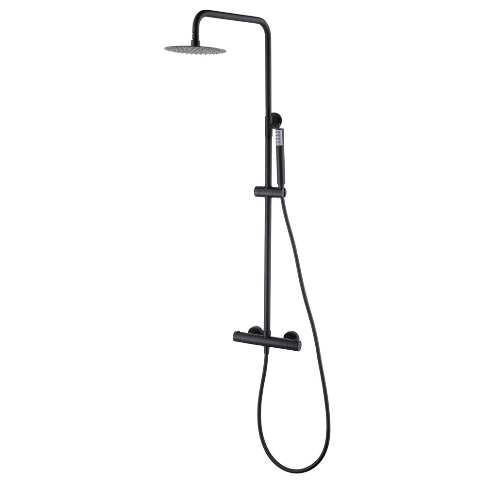 Chicago | Columna de ducha con grifo termostatico | Rociador Redondo acero inox. S.304 Ø20 cm | Extraplano Antical