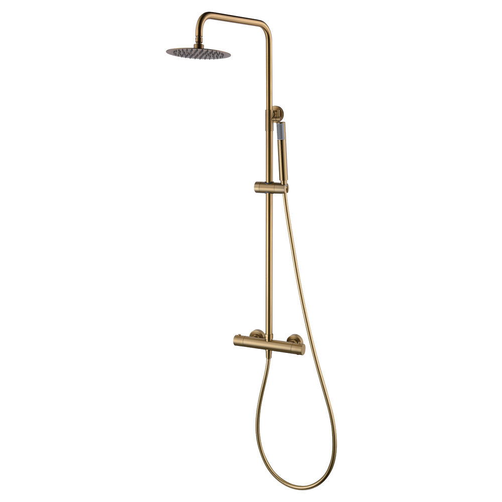 Chicago | Columna de ducha con grifo termostatico | Rociador Redondo acero inox. S.304 Ø20 cm | Extraplano Antical