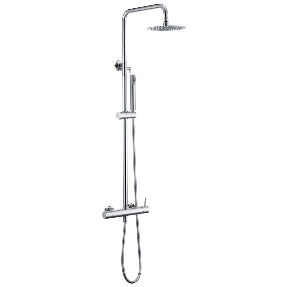 Chicago | Columna de ducha con grifo monomando | Rociador Redondo acero inox. S.304 Ø20 cm | Extraplano Antical