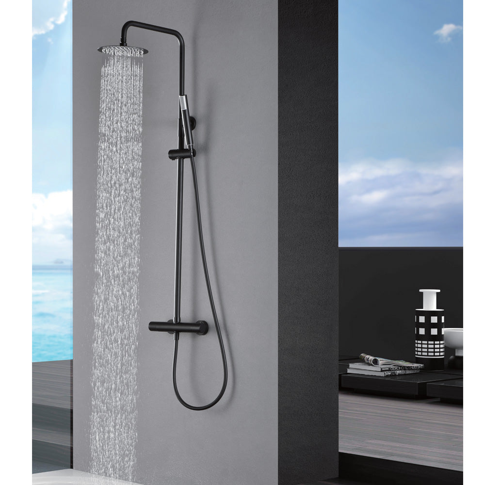 Chicago | Columna de ducha con grifo monomando | Rociador Redondo acero inox. S.304 Ø20 cm | Extraplano Antical