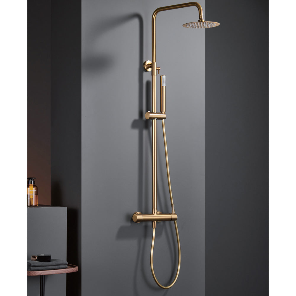 Chicago | Columna de ducha con grifo monomando | Rociador Redondo acero inox. S.304 Ø20 cm | Extraplano Antical