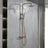 Chicago | Columna de ducha con grifo termostatico | Rociador Redondo acero inox. S.304 Ø20 cm | Extraplano Antical