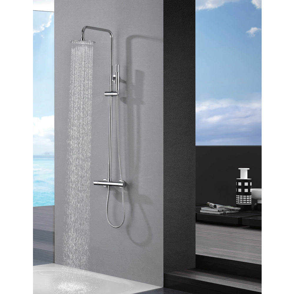 Chicago | Columna de ducha con grifo monomando | Rociador Redondo acero inox. S.304 Ø20 cm | Extraplano Antical
