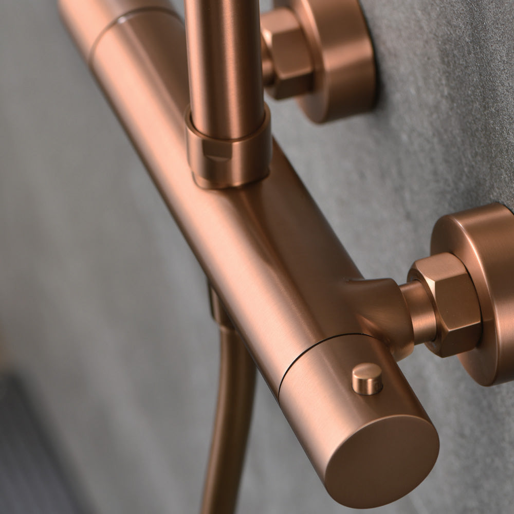 Chicago | Columna de ducha con grifo monomando | Rociador Redondo acero inox. S.304 Ø20 cm | Extraplano Antical