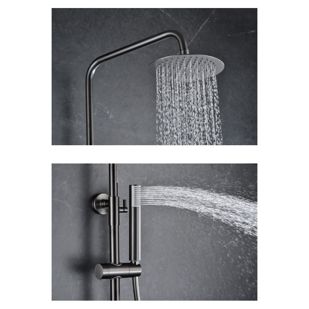 Chicago | Columna de ducha con grifo termostatico | Rociador Redondo acero inox. S.304 Ø20 cm | Extraplano Antical