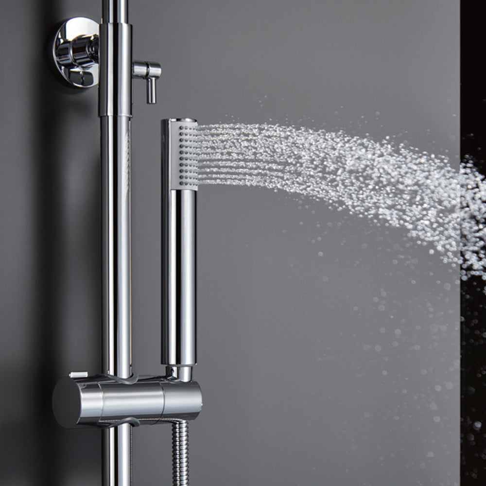 Chicago | Columna de ducha con grifo monomando | Rociador Redondo acero inox. S.304 Ø20 cm | Extraplano Antical